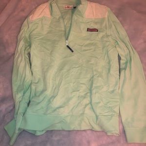 mint green and pink vineyard vines quarter zip